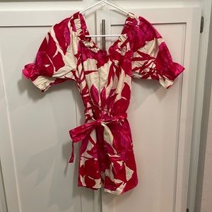 Tropical Off the Shoulder Romper Womens Small